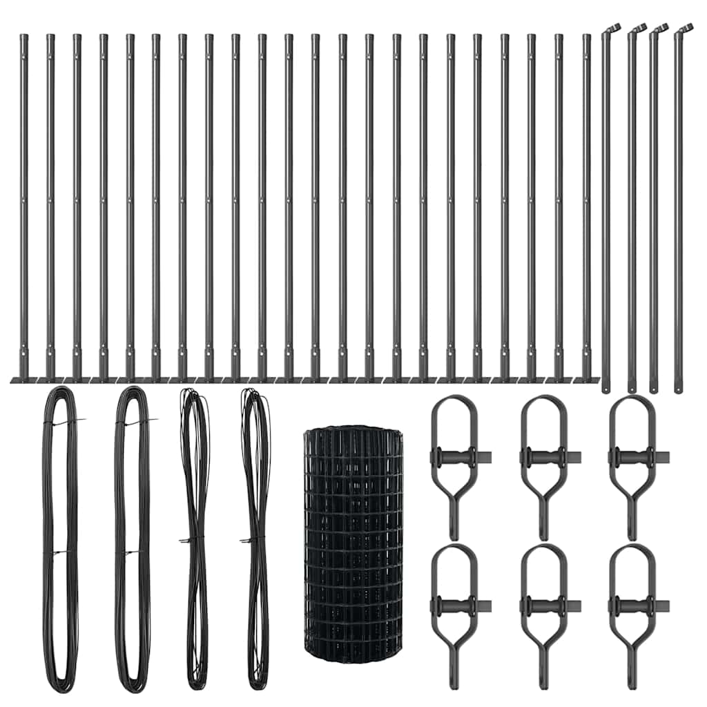 vidaXL Zaun mit Pfosten Grau 0,6 x 50 m Stahl - Image 4