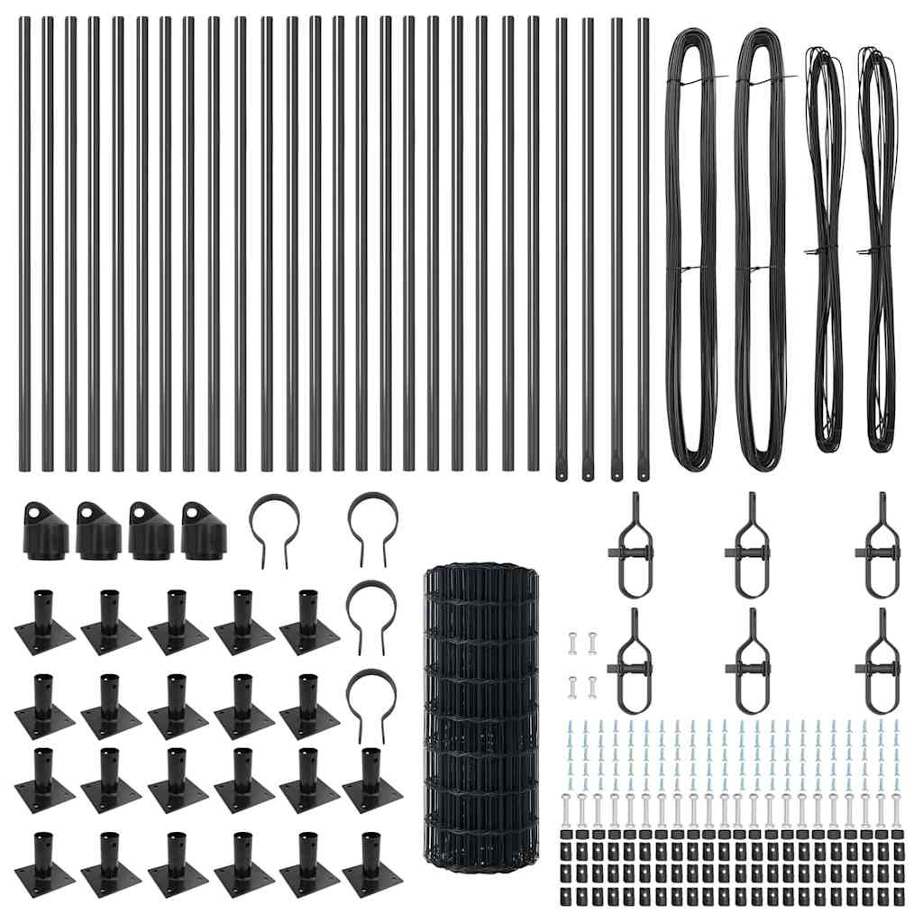 vidaXL Zaun mit Pfosten Grau 0,6 x 50 m Stahl - Image 5