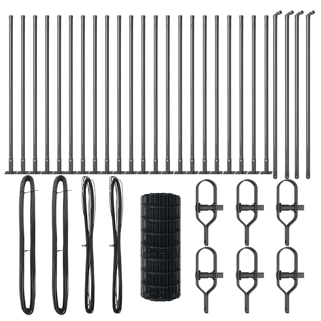 vidaXL Zaun mit Pfosten Grau 0,6 x 50 m Stahl - Image 4