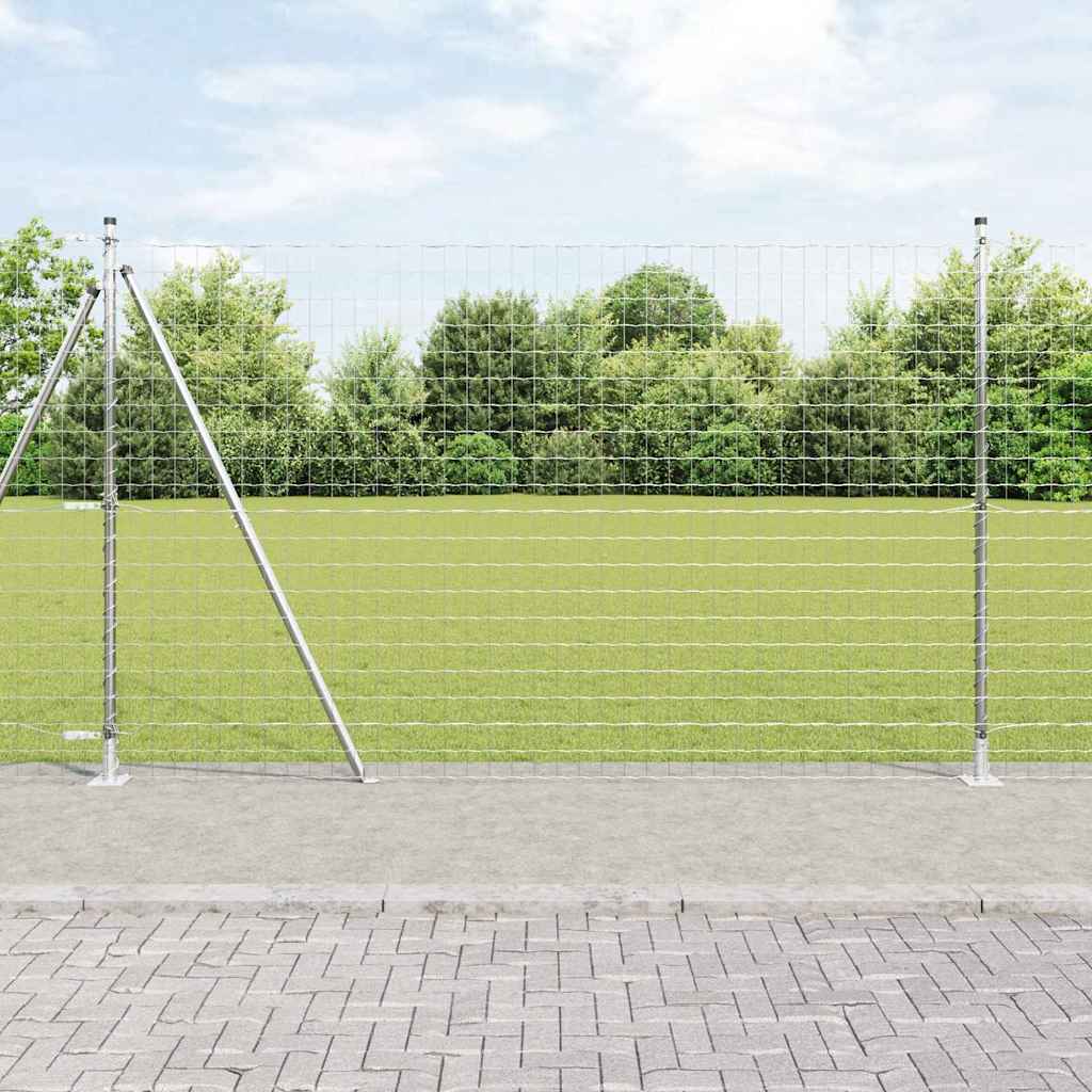 vidaXL Zaun mit Pfosten Silber 1,6 x 10 m Stahl - Image 4