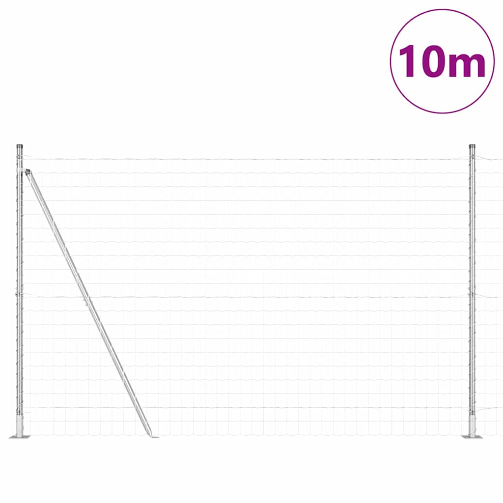 vidaXL Zaun mit Pfosten Silber 1,6 x 10 m Stahl - Image 3