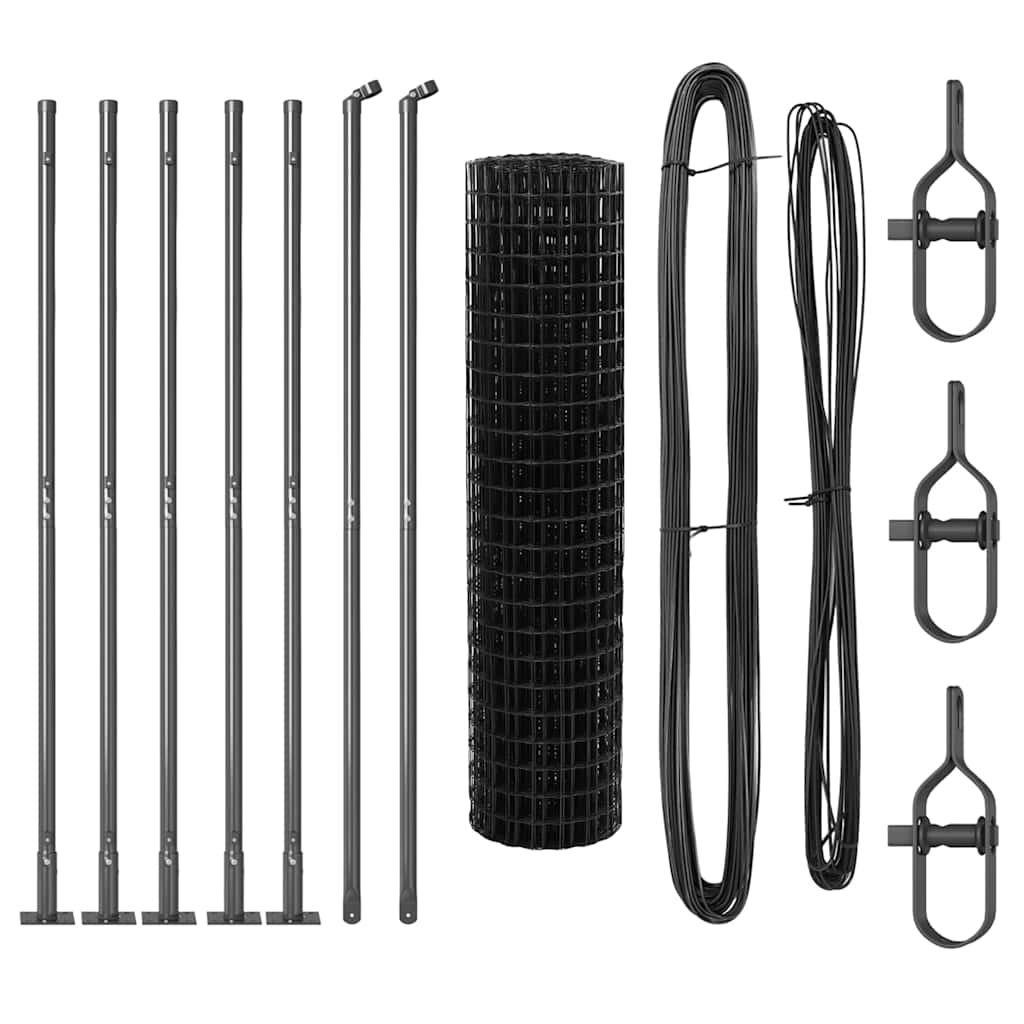 vidaXL Zaun mit Pfosten Grau 1 x 10 m Stahl - Image 4