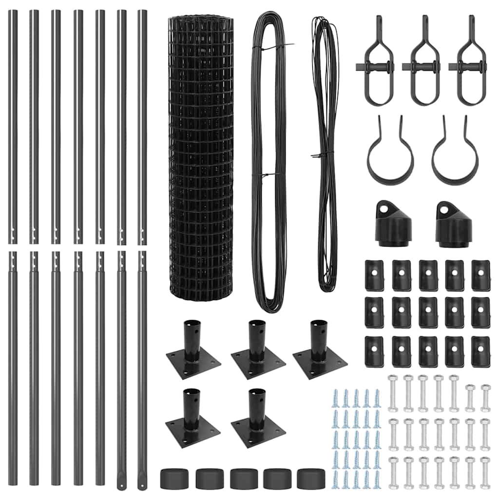 vidaXL Zaun mit Pfosten Grau 1 x 10 m Stahl - Image 5