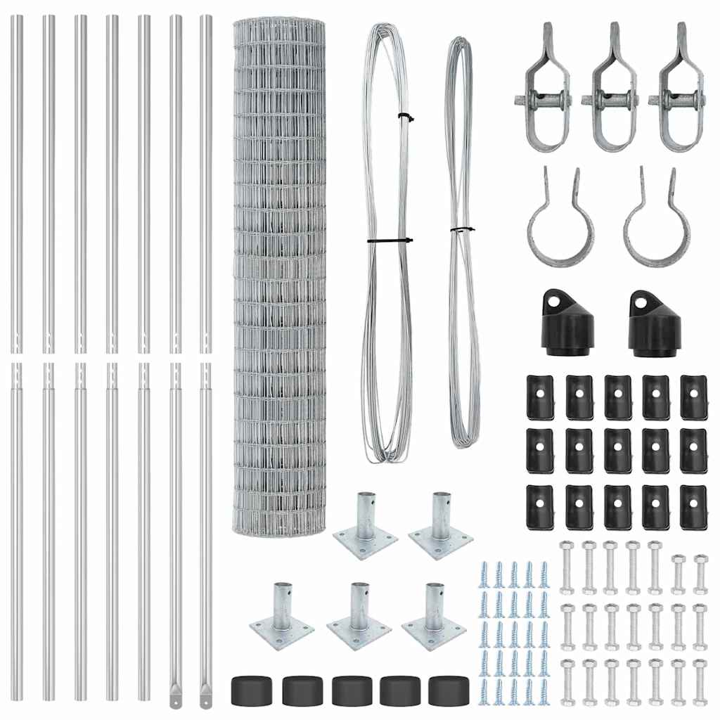 vidaXL Zaun mit Pfosten Silber 1,6 x 10 m Stahl - Image 5