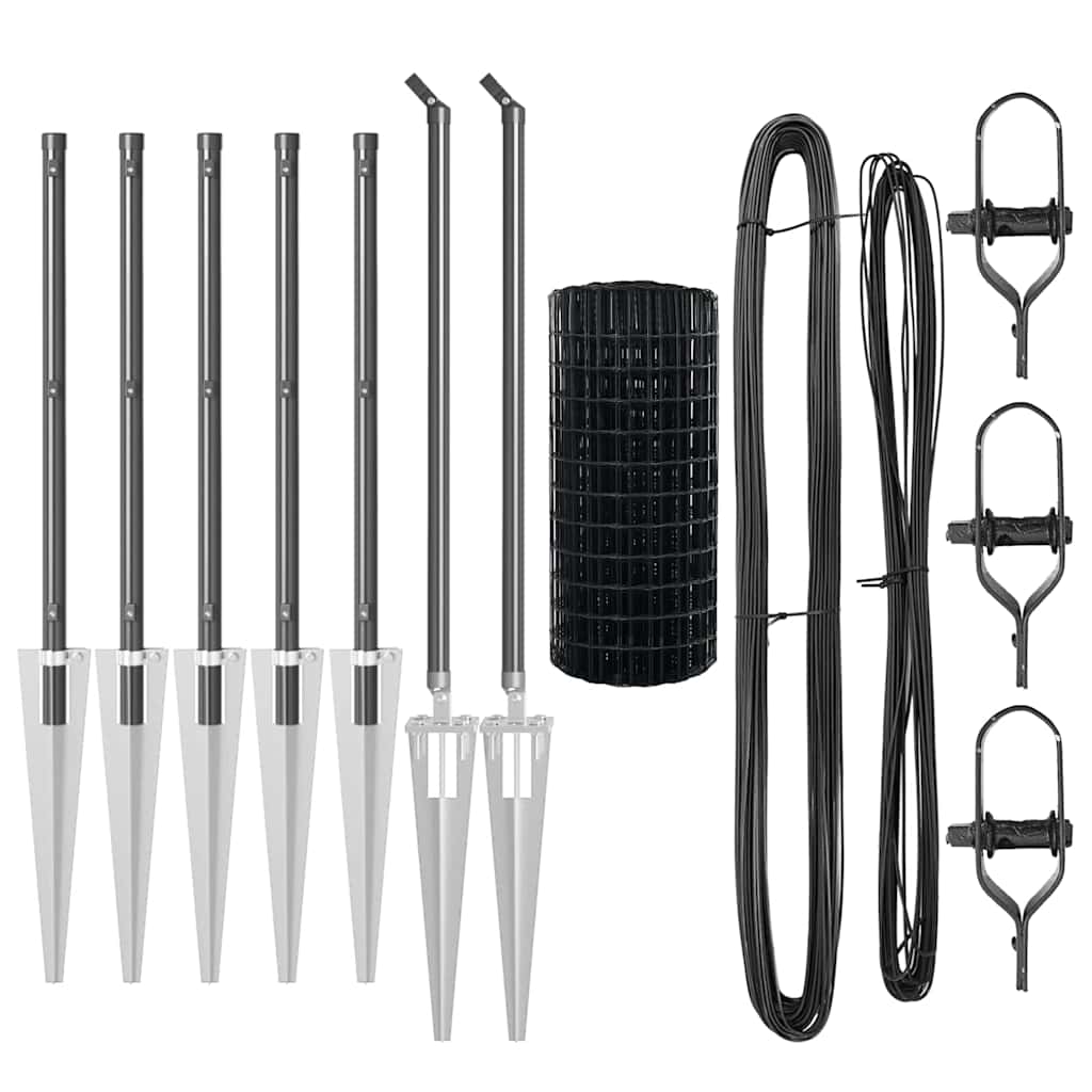 vidaXL Zaun mit Pfosten Grau 1 x 10 m Stahl - Image 4