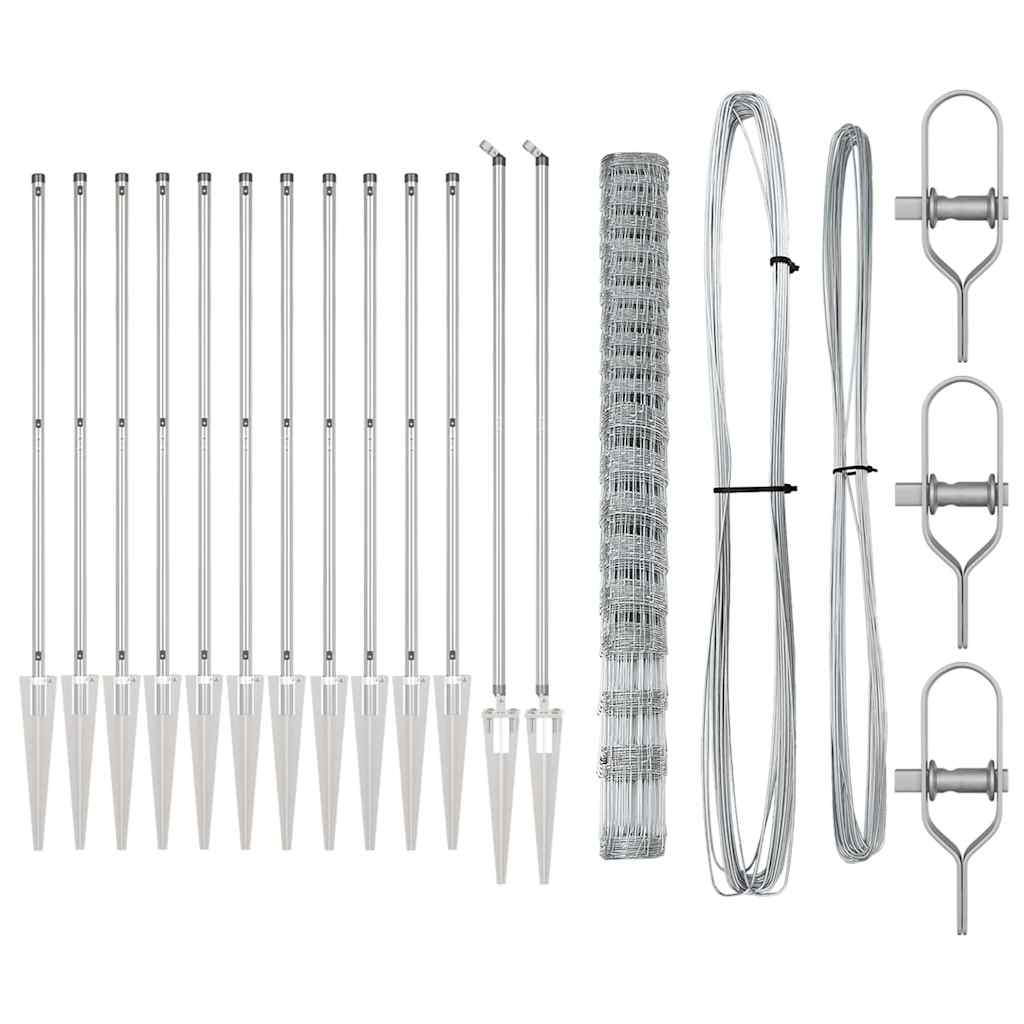 vidaXL Wildzaun Silber 25 x 1,6 m Verzinkter Stahl - Image 4