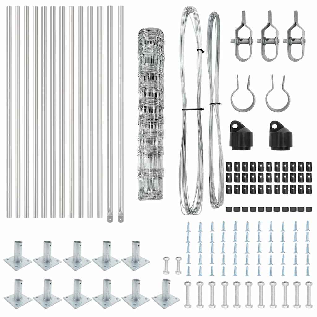 vidaXL Wildzaun Silber 25 x 1 m Verzinkter Stahl - Image 5
