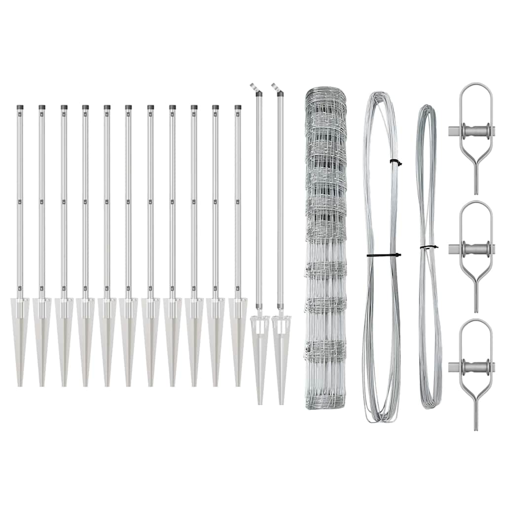 vidaXL Wildzaun Silber 25 x 1,2 m Verzinkter Stahl - Image 4