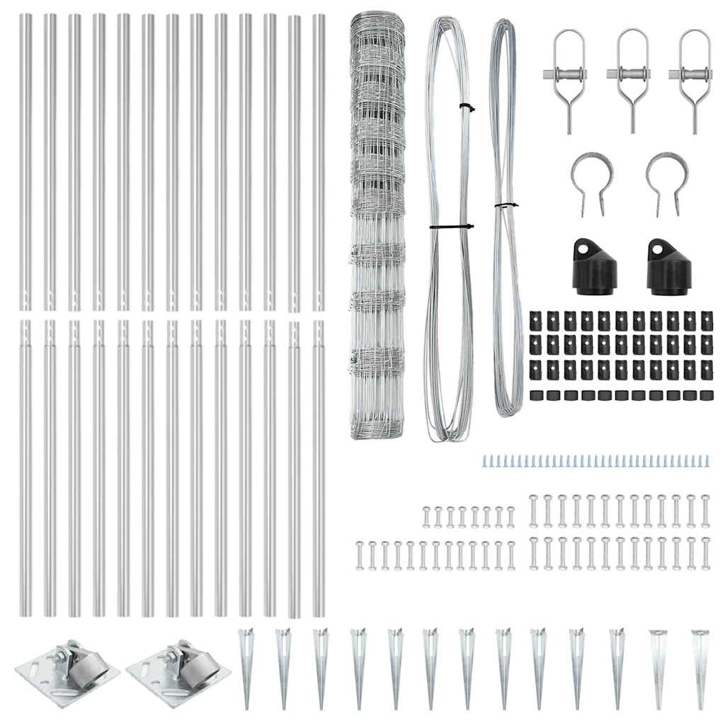 vidaXL Wildzaun Silber 25 x 1,2 m Verzinkter Stahl - Image 5