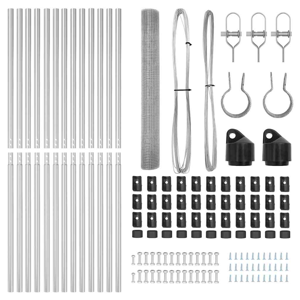 vidaXL Zaun mit Pfosten Silber 1 x 25 m Stahl - Image 5