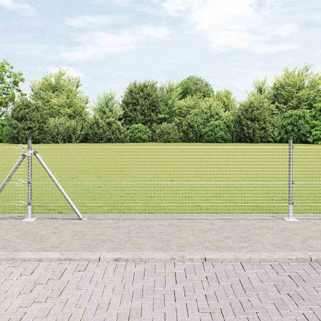 vidaXL Zaun mit Pfosten Silber 0,6 x 100 m Stahl