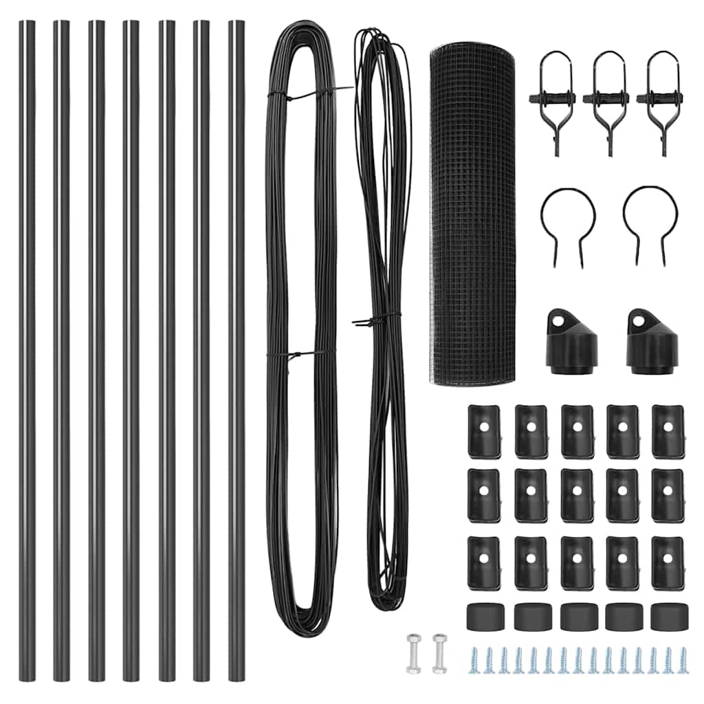 vidaXL Zaun mit Pfosten Grau 0,4 x 10 m Stahl - Image 5