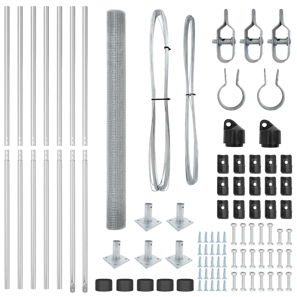 vidaXL Zaun mit Pfosten Silber 1,6 x 10 m Stahl - Image 6