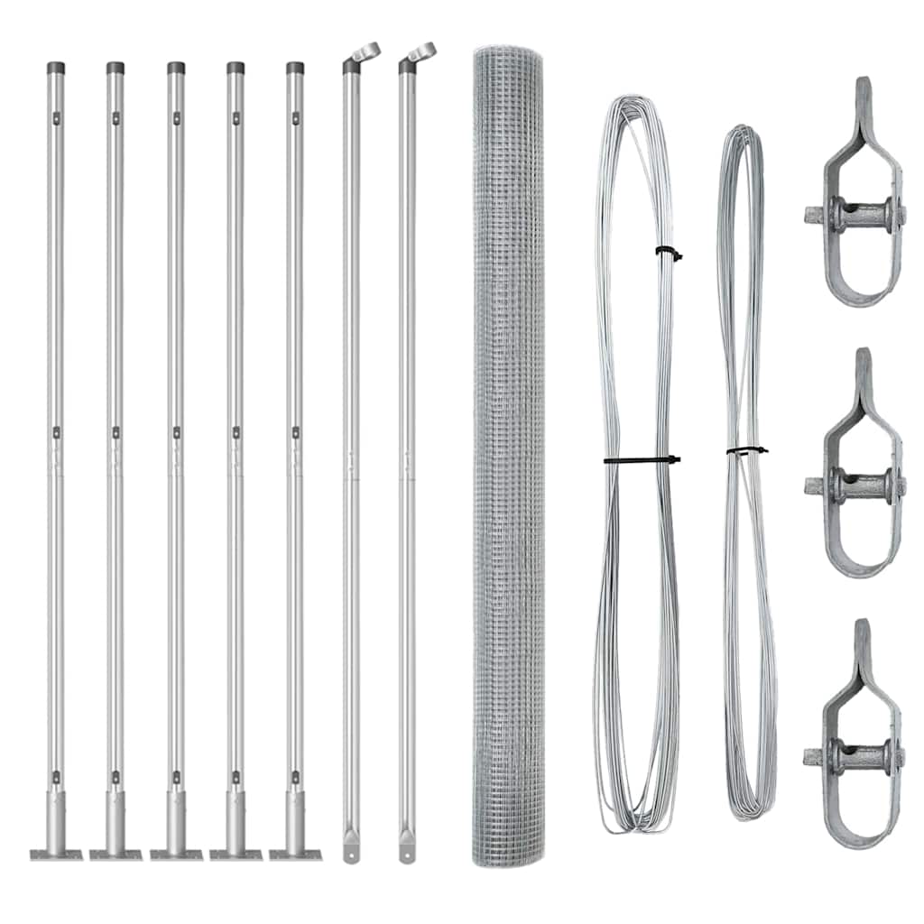 vidaXL Zaun mit Pfosten Silber 1,6 x 10 m Stahl - Image 5