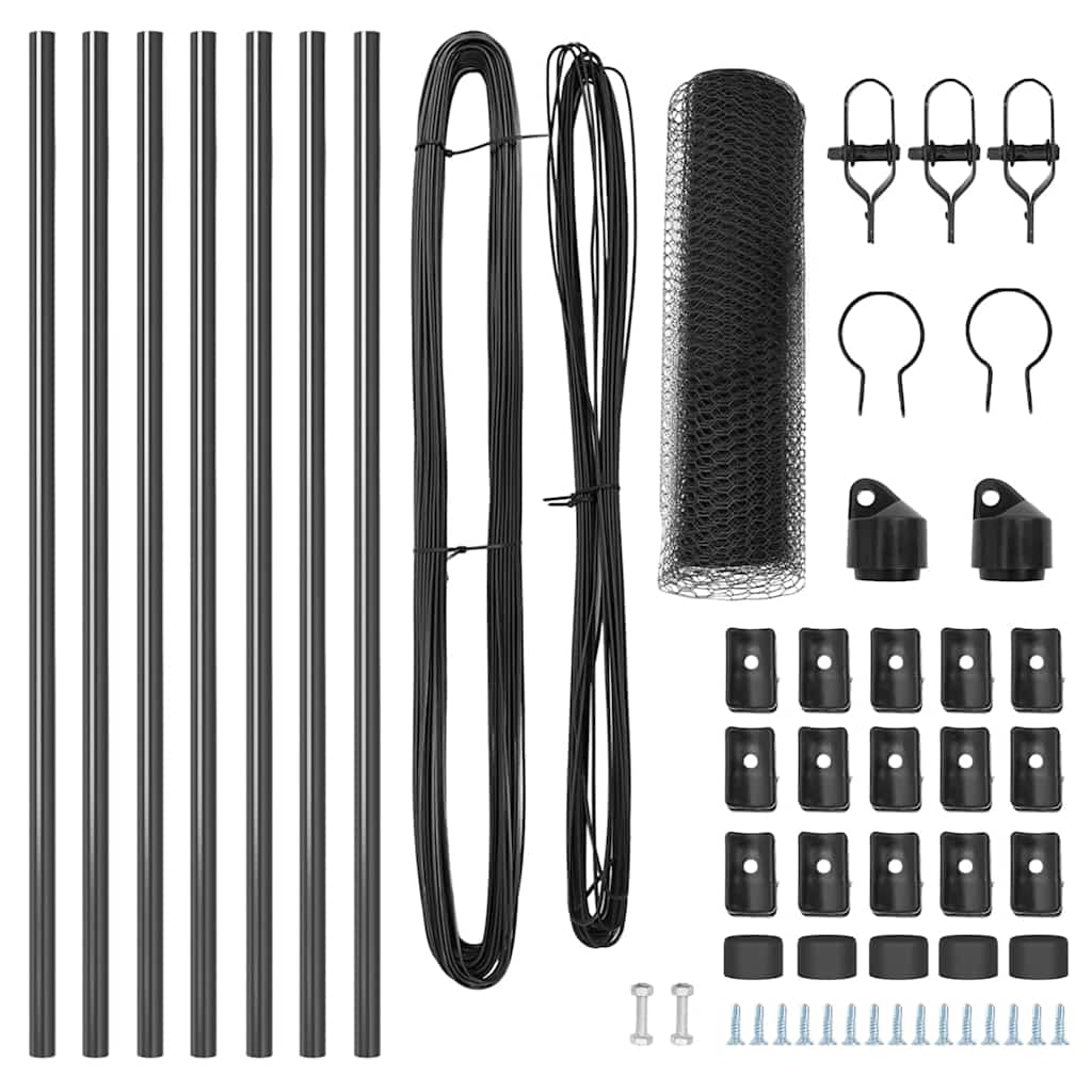 vidaXL Zaun mit Pfosten Grau 0,8 x 10 m PVC-beschichteter Stahl - Image 4