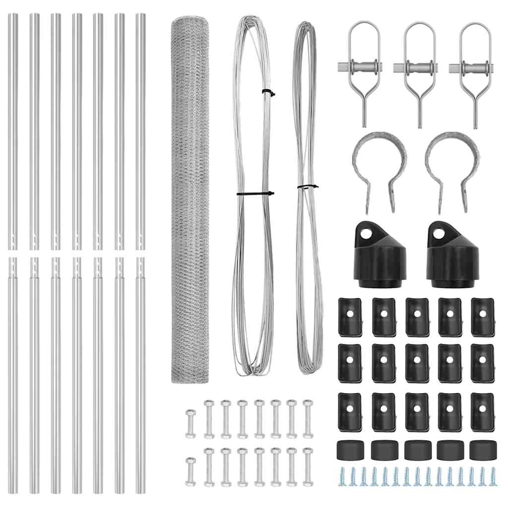 vidaXL Zaun mit Pfosten Silber 1,6 x 10 m PVC-beschichteter Stahl - Image 4
