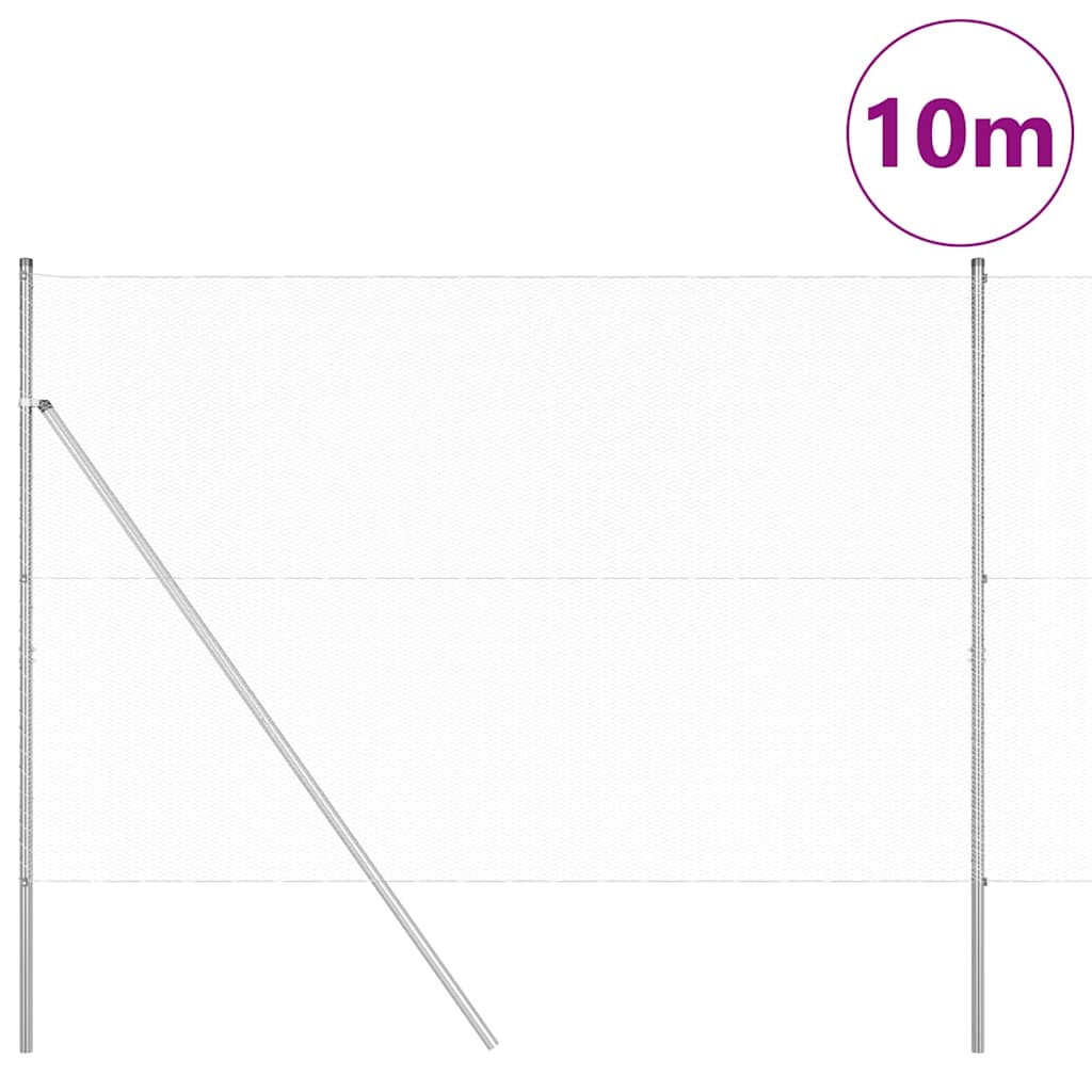 vidaXL Zaun mit Pfosten Silber 1,6 x 10 m PVC-beschichteter Stahl - Image 3