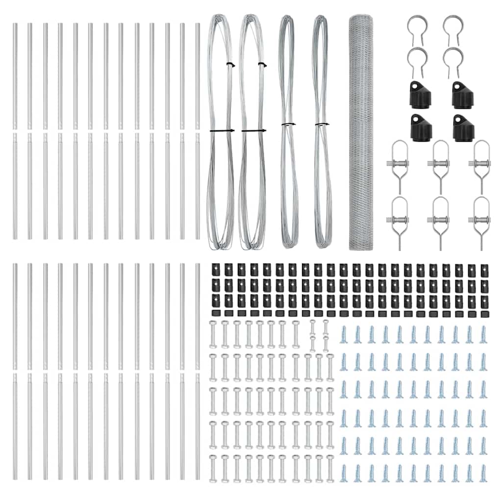vidaXL Zaun mit Pfosten Silber 1,5 x 50 m PVC-beschichteter Stahl - Image 4