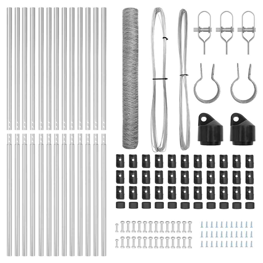 vidaXL Zaun mit Pfosten Silber 1,4 x 25 m PVC-beschichteter Stahl - Image 4