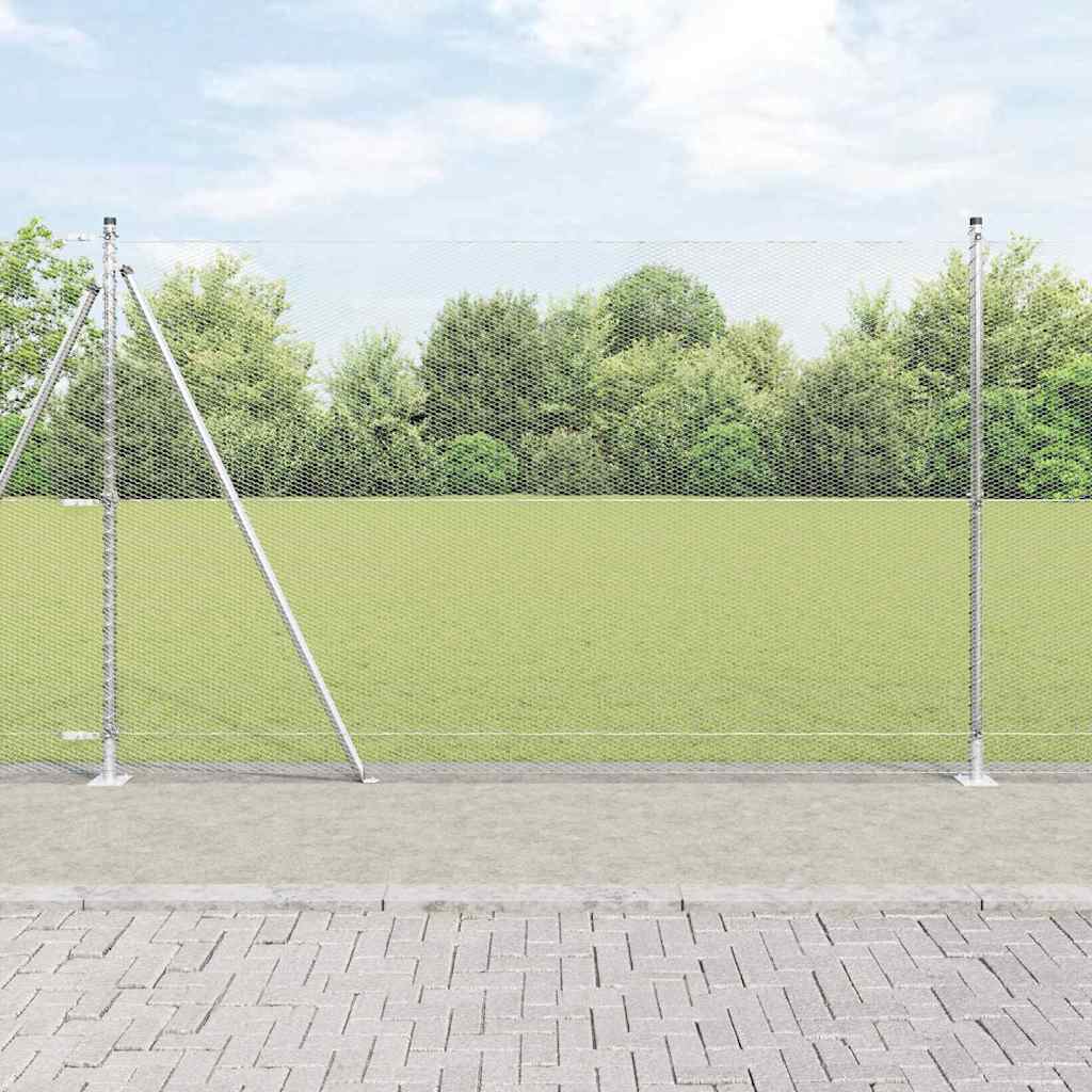 vidaXL Zaun mit Pfosten Silber 1,4 x 50 m PVC-beschichteter Stahl
