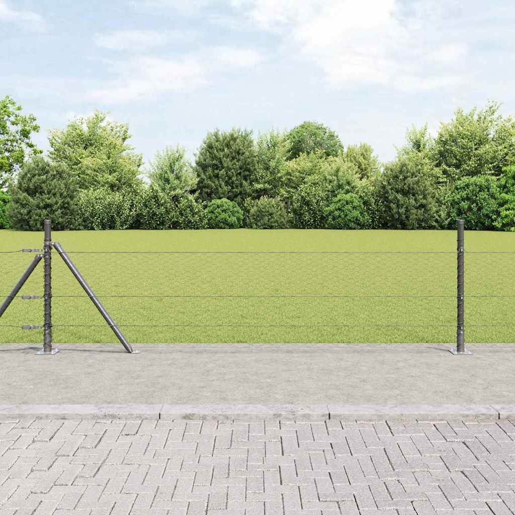 vidaXL Zaun mit Pfosten Grau 0,5 x 10 m PVC-beschichteter Stahl