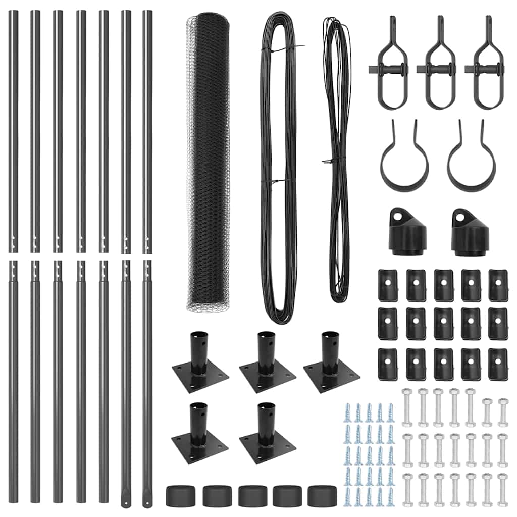 vidaXL Zaun mit Pfosten Grau 0,8 x 10 m PVC-beschichteter Stahl - Image 4