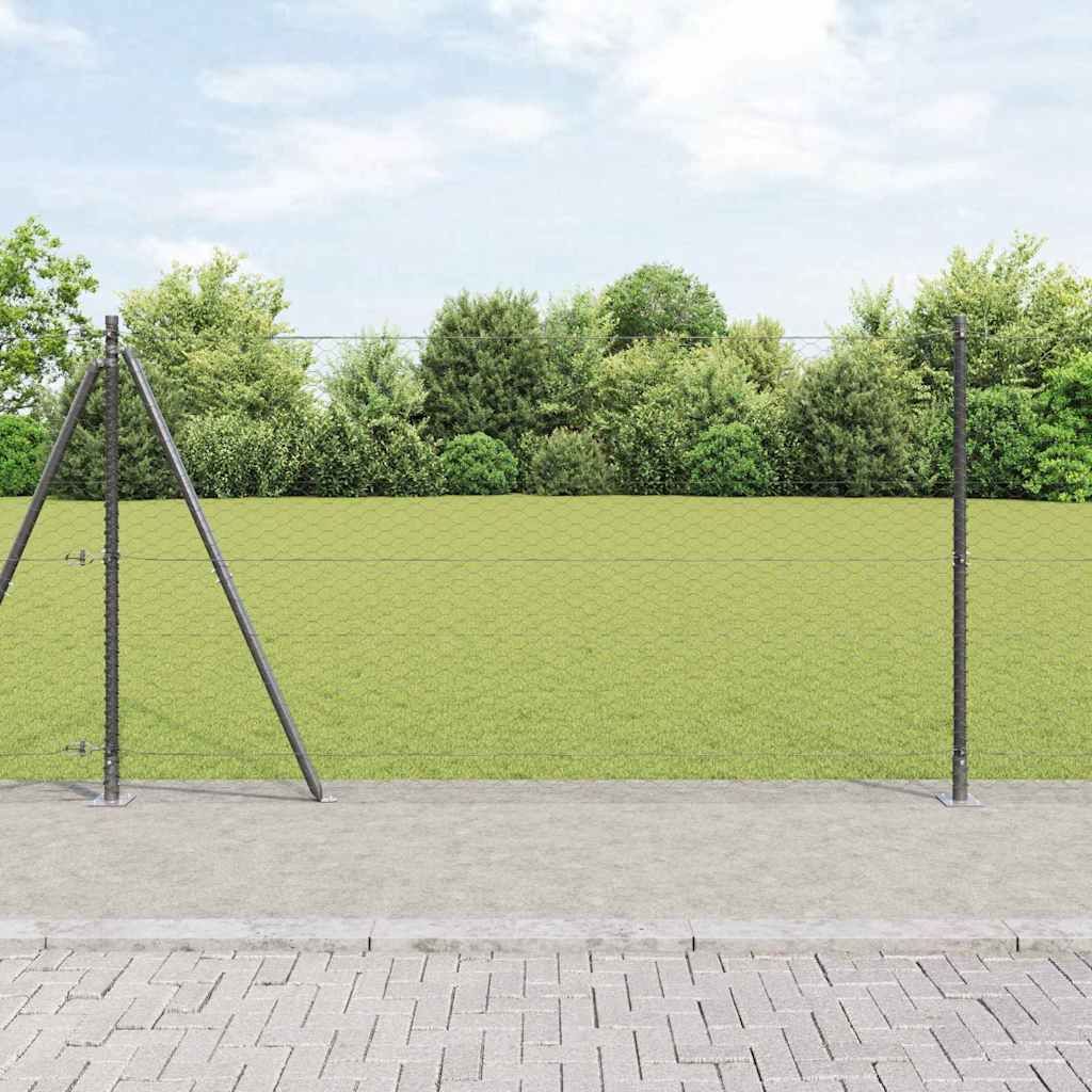 vidaXL Zaun mit Pfosten Grau 1,2 x 100 m PVC-beschichteter Stahl