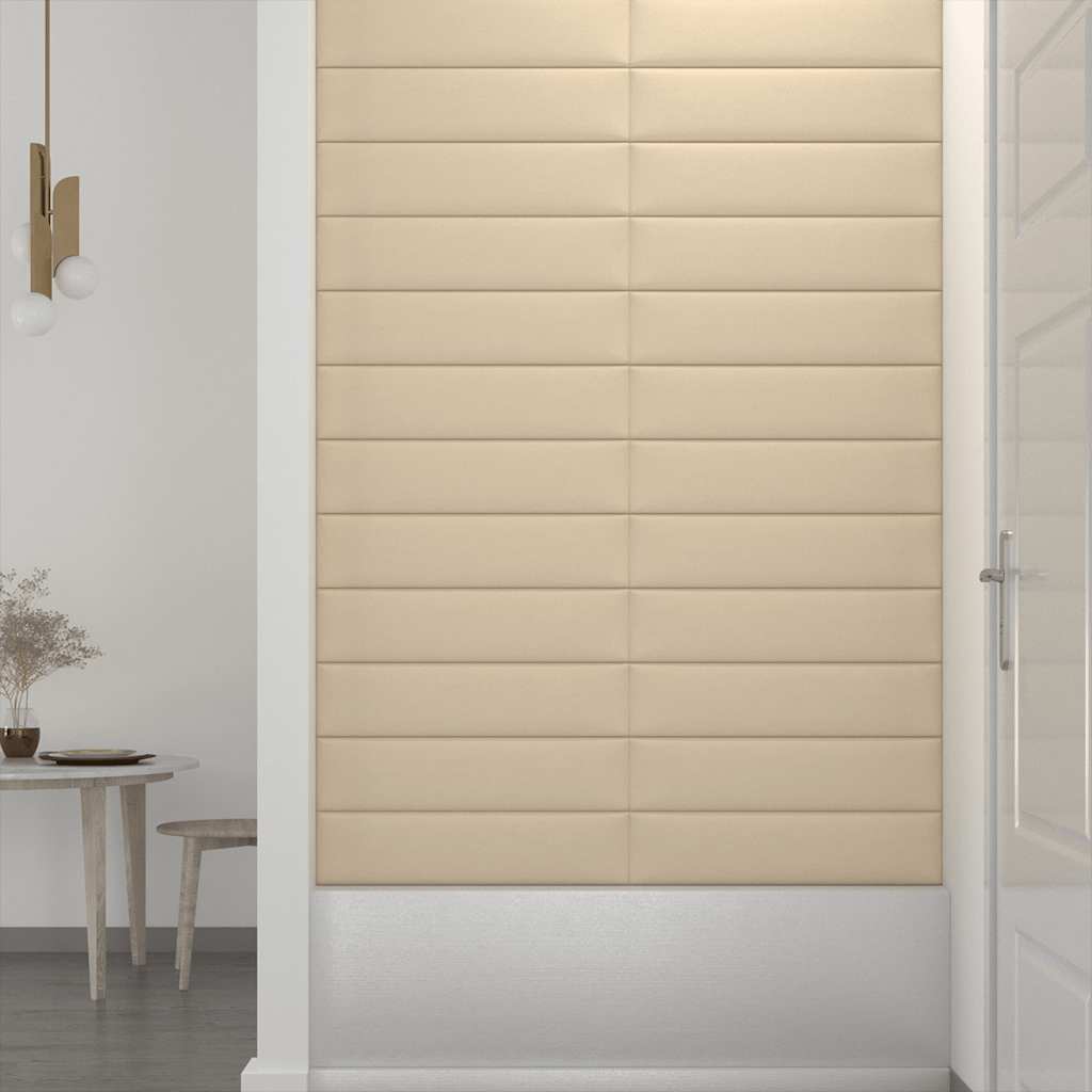 vidaXL Wandpaneele 12 Stk. Creme 60x15 cm Stoff 1,08 m² - Image 4