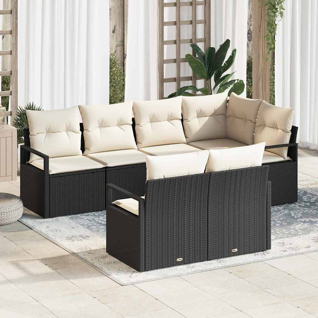 vidaXL Sofa Set 7 pcs Schwarz Poly-Rattan