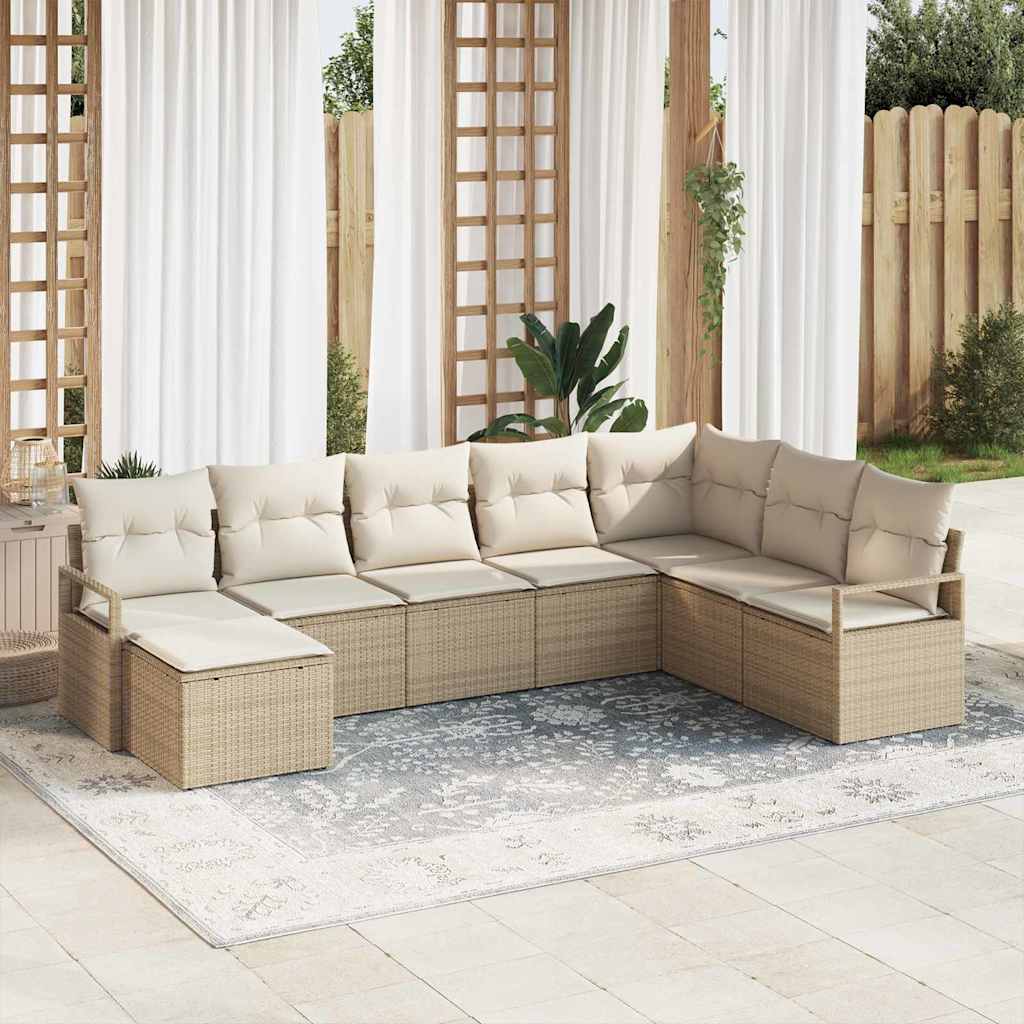 vidaXL Sofa Set mit Kissen 8 pcs Beige Poly Rattan