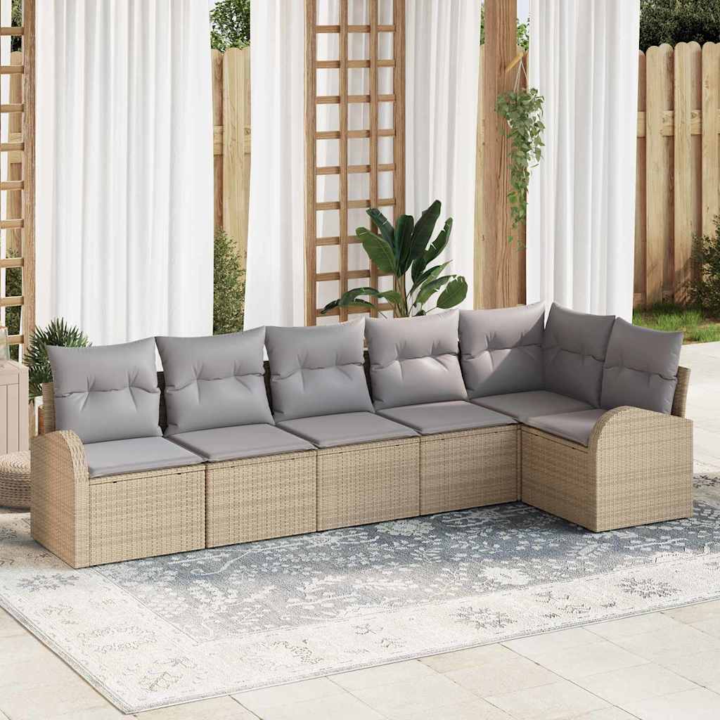 vidaXL Sofa Set mit Kissen 6 pcs Beige und Hellgrau Poly-Rattan