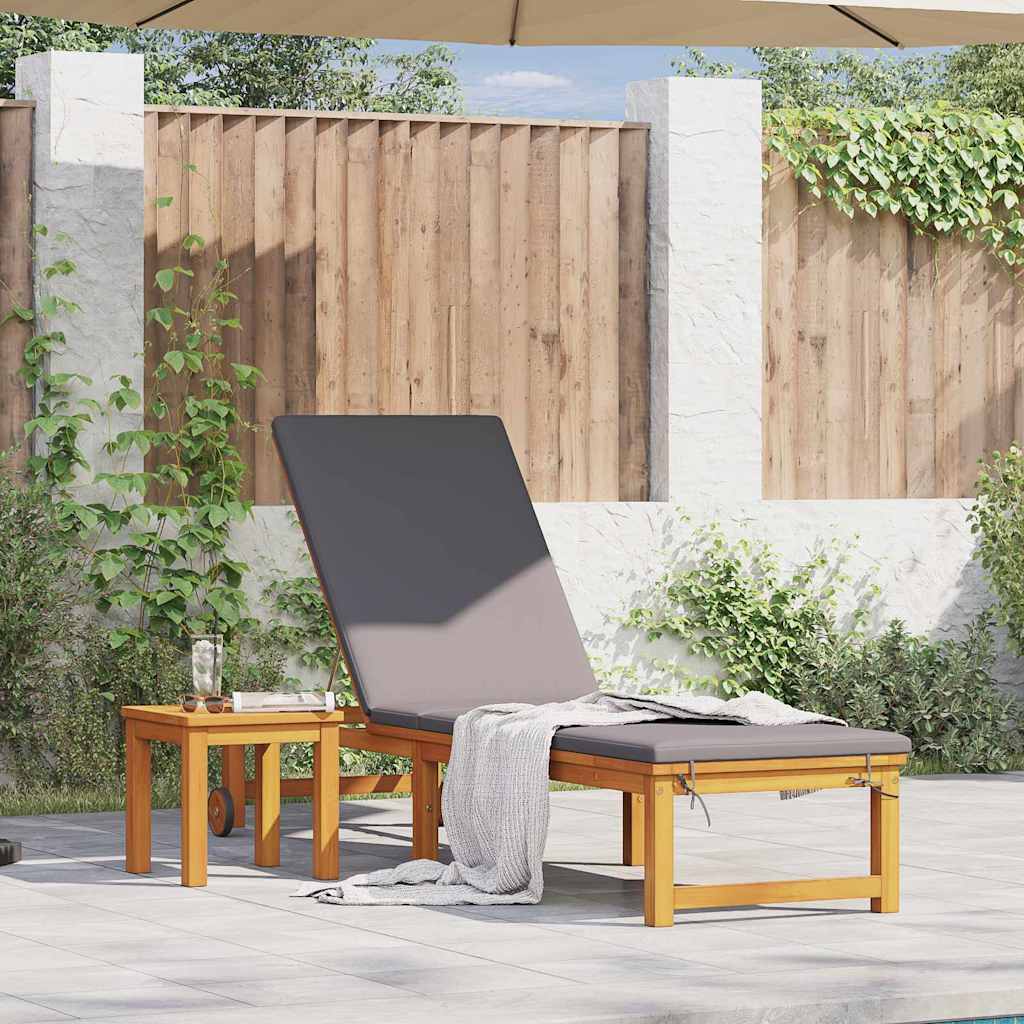 vidaXL Sonnenliege mit Kissen Braun 53 x 202 x 89cm Massivholz Akazie