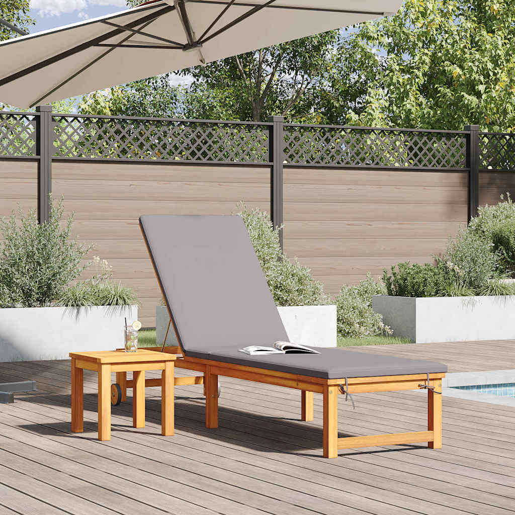 vidaXL Sonnenliege mit Kissen Braun 53 x 202 x 89cm Massivholz Akazie - Image 3