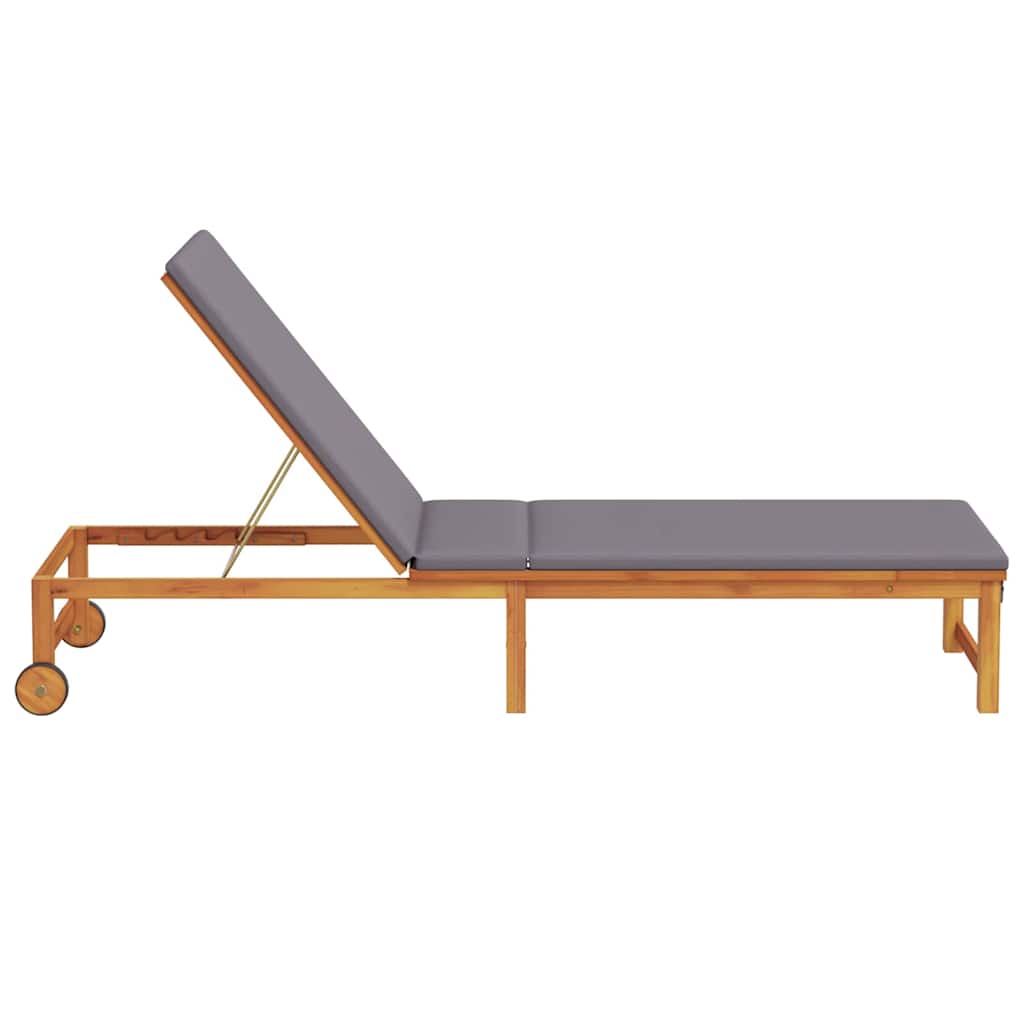 vidaXL Sonnenliege mit Kissen Braun 53 x 202 x 89cm Massivholz Akazie - Image 5