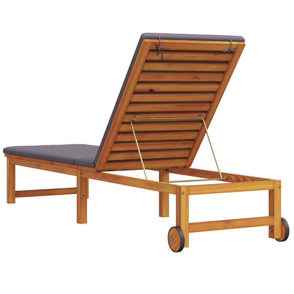 vidaXL Sonnenliege mit Kissen Braun 53 x 202 x 89cm Massivholz Akazie - Image 6