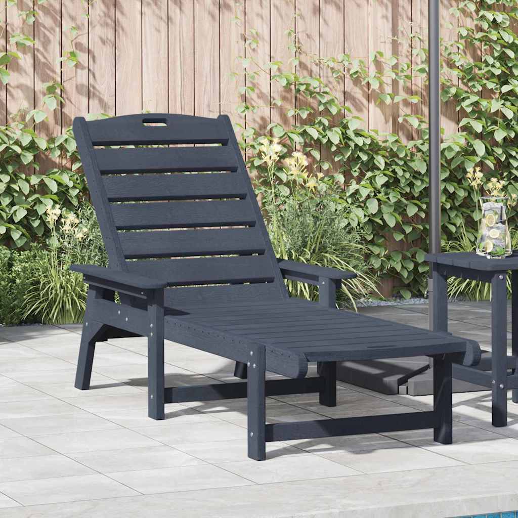 vidaXL Sonnenliege mit Kissen Marineblau 73,5 x 92 x 90cm HDPE