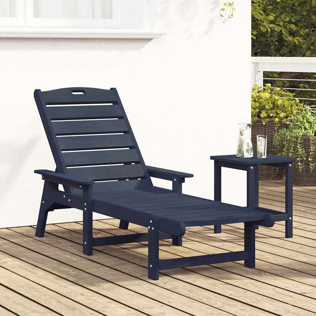 vidaXL Sonnenliege mit Kissen Marineblau 73,5 x 92 x 90cm HDPE - Image 3