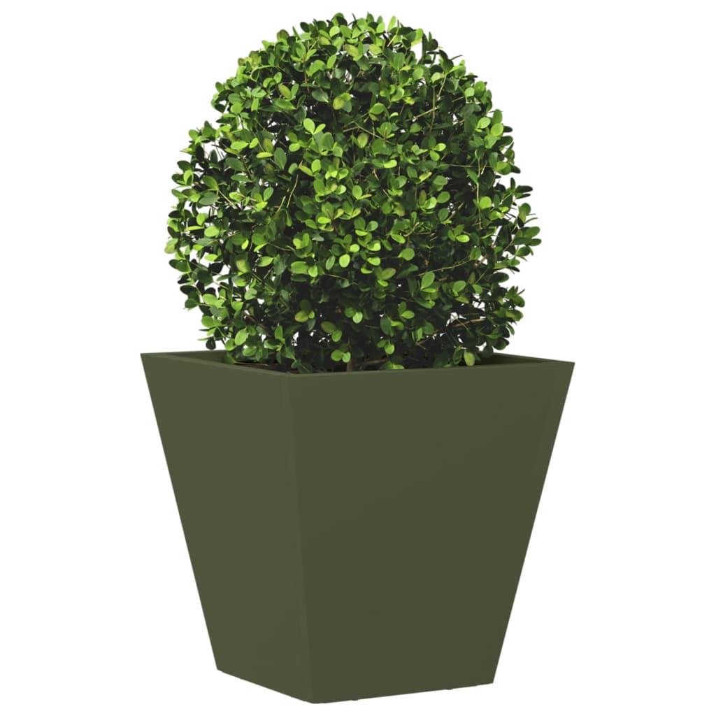 vidaXL Pflanzkübel 2 Stk. Olivgrün 30x30x30 Stahl - Image 4