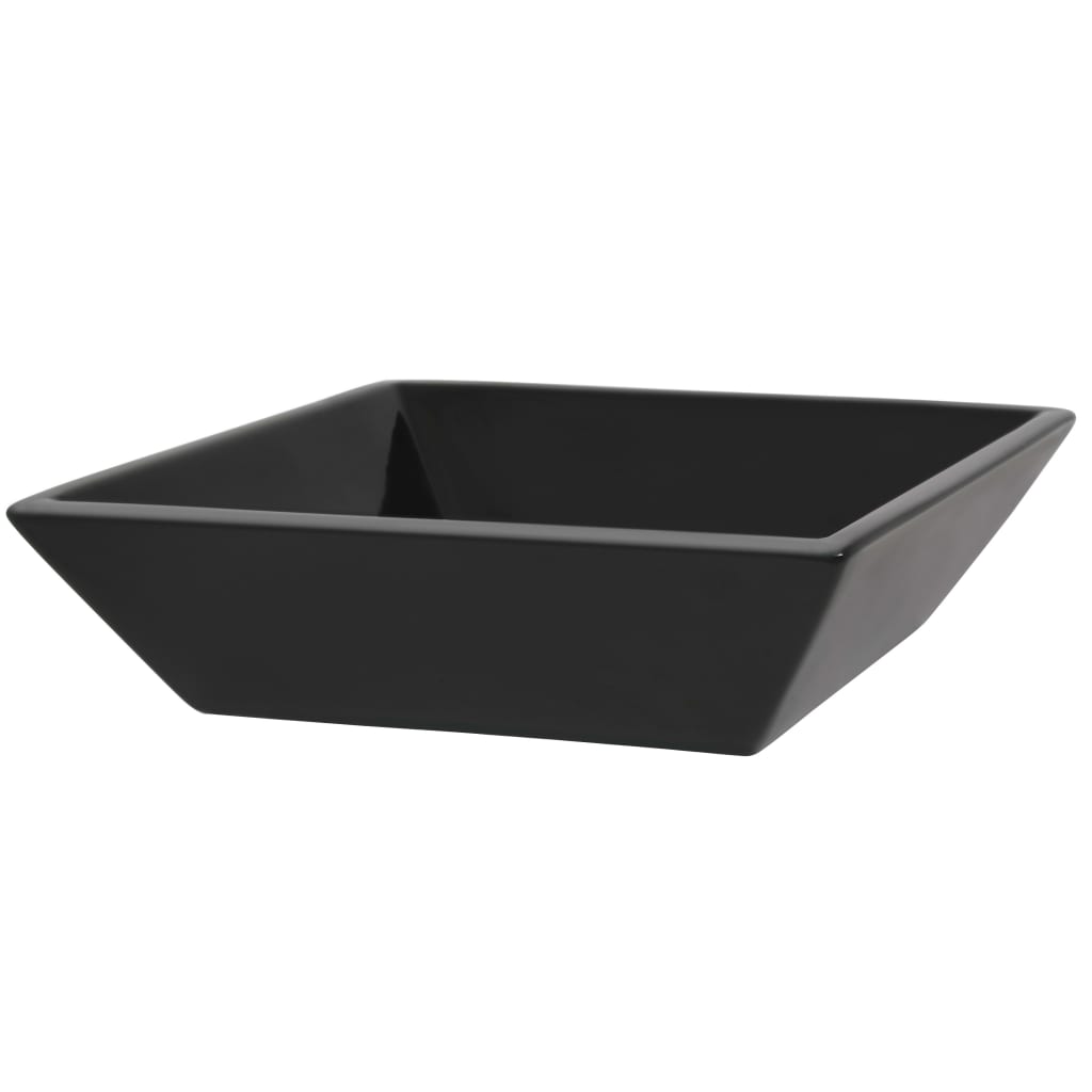 vidaXL Waschbecken Keramik Quadratisch Schwarz 41,5 x 41,5 x 12 cm - Image 4