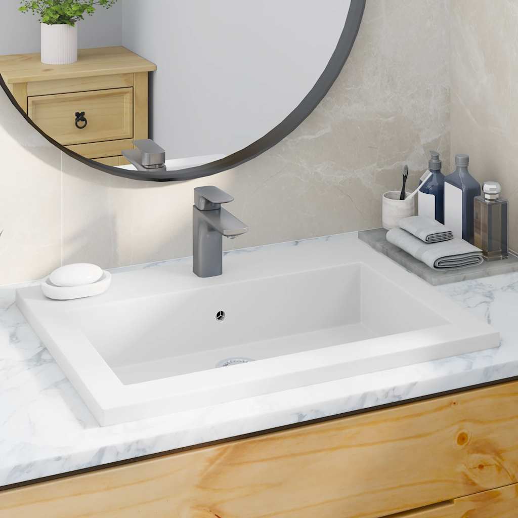 vidaXL Granitbecken 600×450×120 mm Weiß