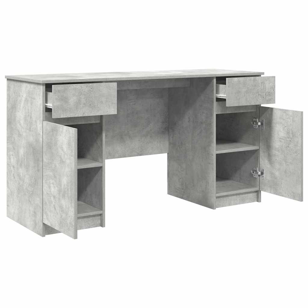 vidaXL Schreibtisch mit Regal Betongrau 140 x 49 x 76 cm Holzwerkstoff - Image 5