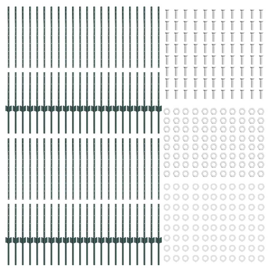 vidaXL Zaunpfosten 44 pcs Grün 140 cm Stahl - Image 4