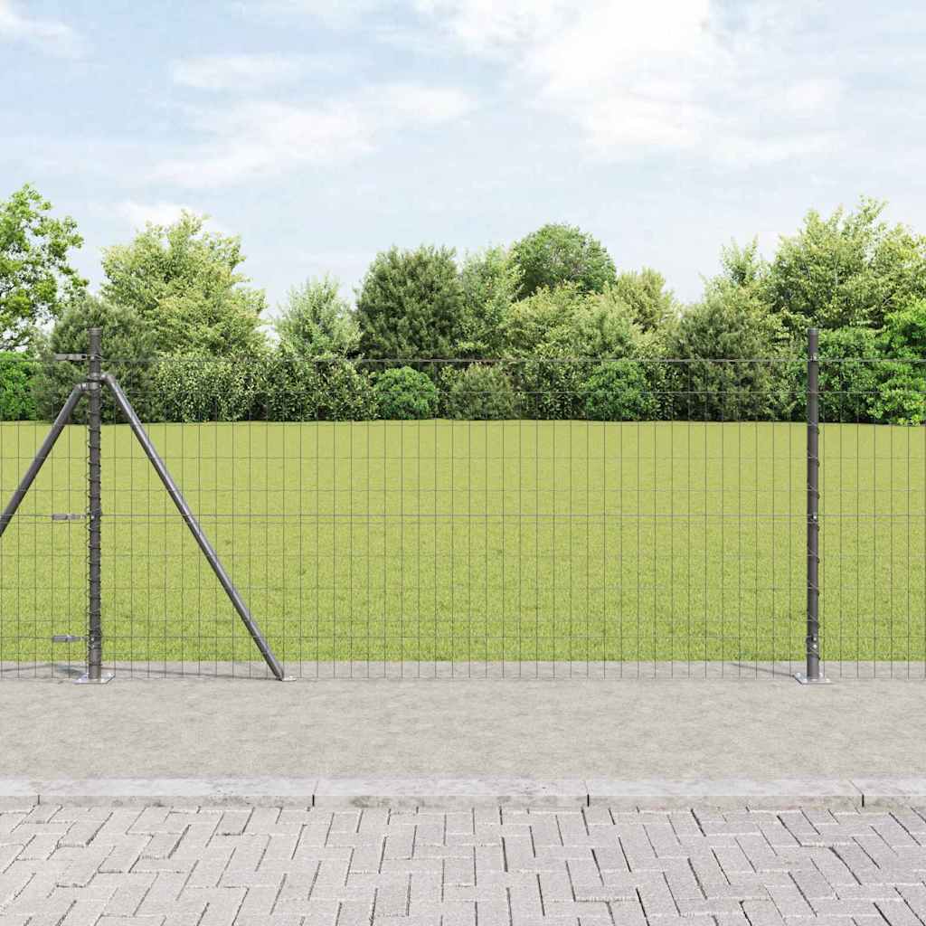 vidaXL Zaun mit Pfosten Grau 1 x 10 m Stahl