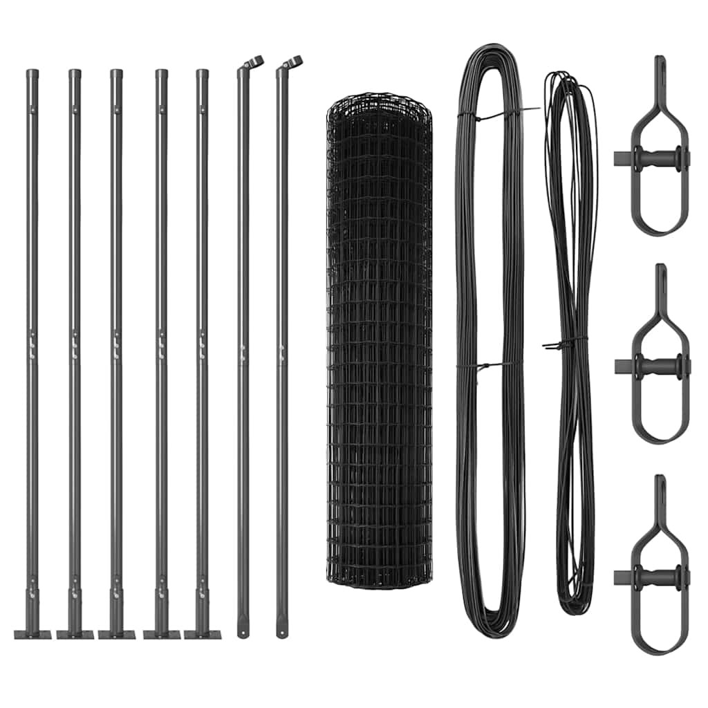 vidaXL Zaun mit Pfosten Grau 1 x 10 m Stahl - Image 4