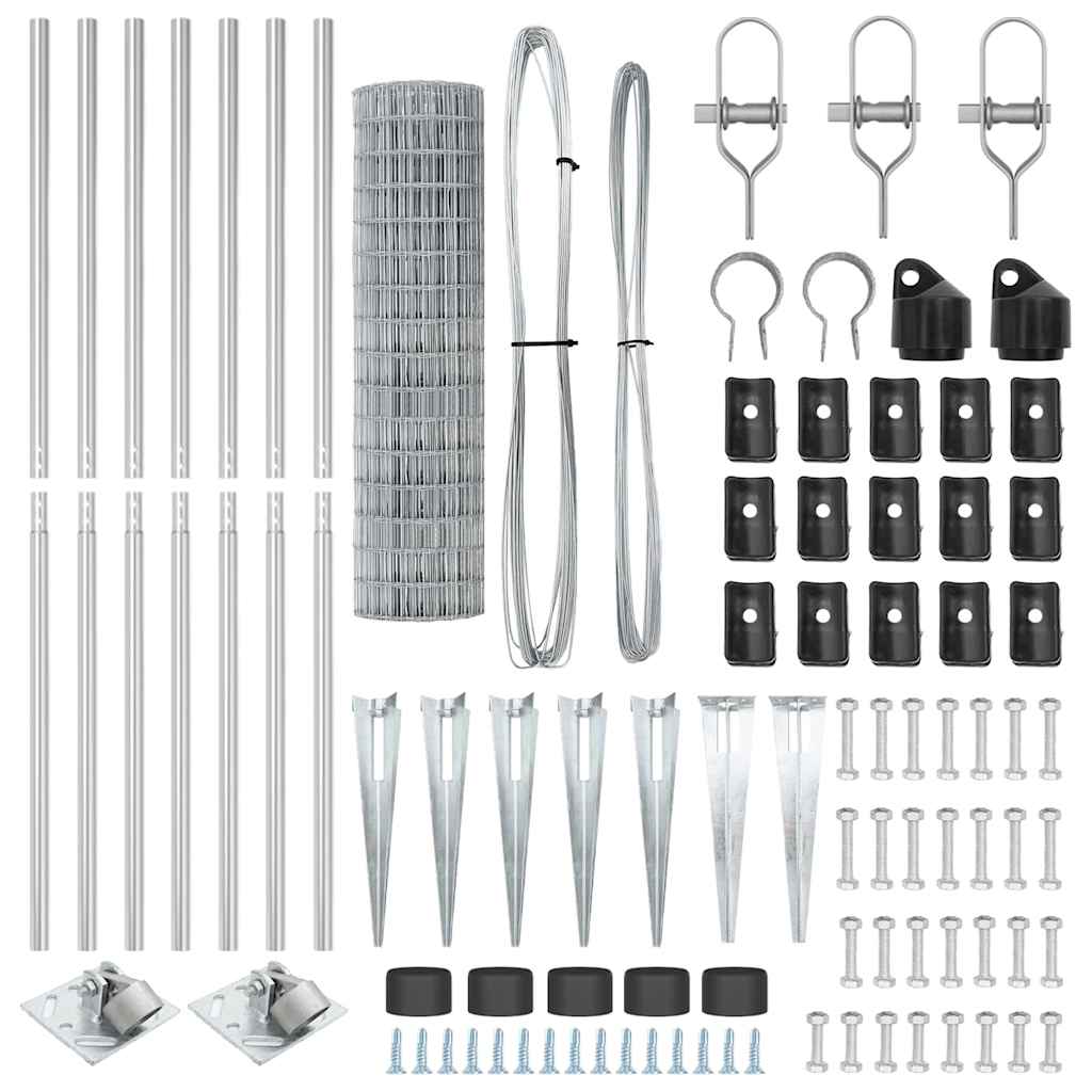 vidaXL Zaun mit Pfosten Silber 1,4 x 10 m Stahl - Image 5