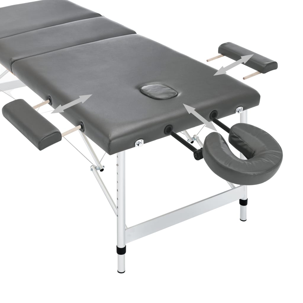 vidaXL Massagetisch mit 3 Zonen Aluminiumrahmen Anthrazit 186×68 cm - Image 3