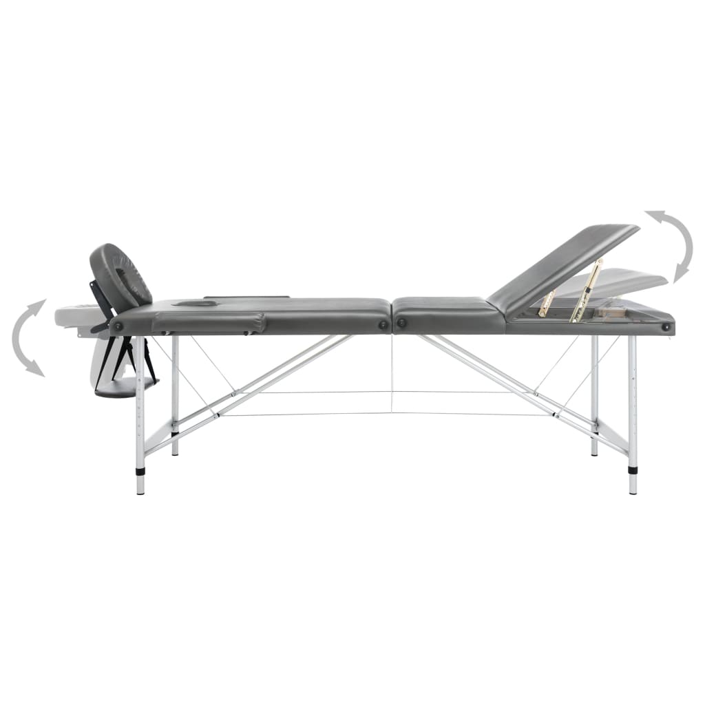 vidaXL Massagetisch mit 3 Zonen Aluminiumrahmen Anthrazit 186×68 cm - Image 5
