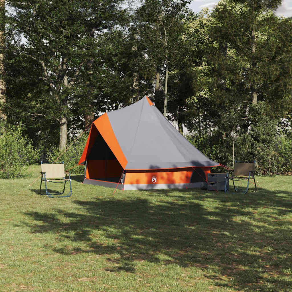 vidaXL Familien-Tipi-Zelt mit Dach Grau und Orange 400 x 346 x 250 cm