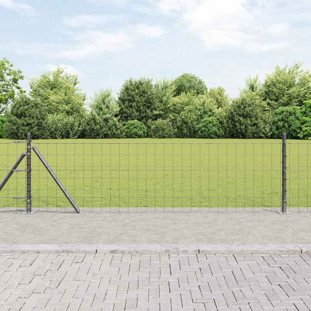 vidaXL Zaun mit Pfosten Grau 0,6 x 25 m Stahl