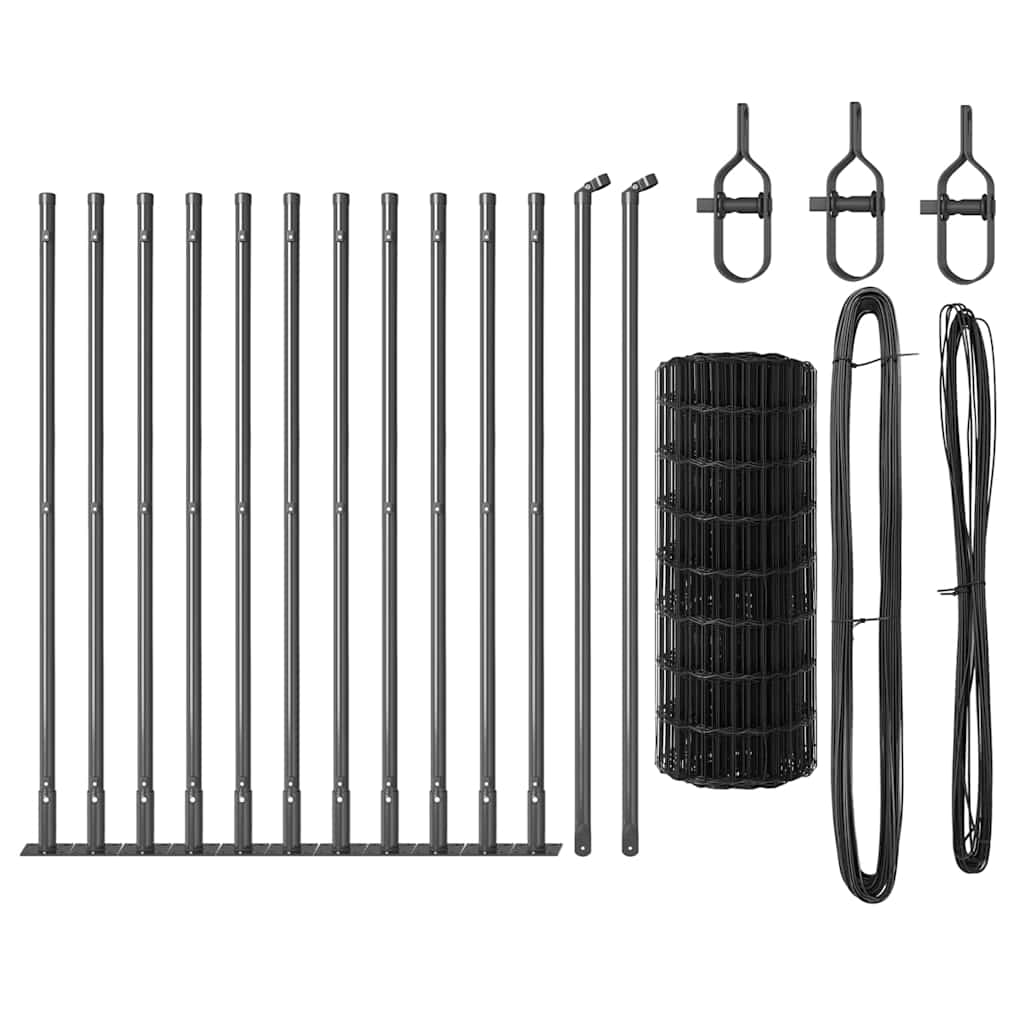 vidaXL Zaun mit Pfosten Grau 0,6 x 25 m Stahl - Image 4